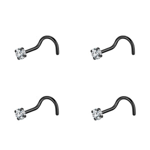 Gold & Silver Nose Stud Set – Heart Star Round L Shape Nostril Piercing 0.8x7mm