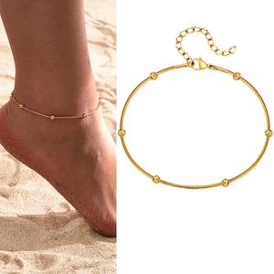 Gold plated stainless steel heart anklet bracelet for women delicate adjustable foot jewelry
