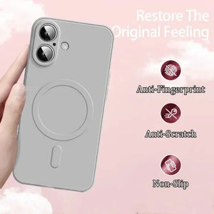 Phone case with anti-fingerprint, anti-scratch, and non-slip features on a pink background