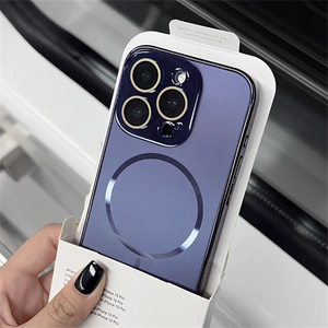 Blue Luxury Nano Frosted Magsafe Case with Lens Glass Protect for iPhone 12-17 Pro Max Magnetic Wireless Charge Cover