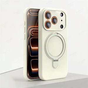 Magnetic Silicone iPhone Case with Kickstand – White