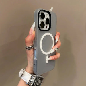 Luxury Candy Color MagSafe iPhone Case Clear Matte Magnetic Stand