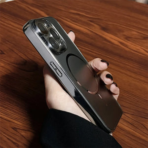 Luxury Nano Frosted Magsafe Case with Lens Glass Protect for iPhone 12-17 Pro Max Magnetic Wireless Charge Cover