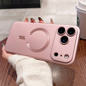 Rose gold Metallic Paint Magnetic MagSafe Case for iPhone 17 16 15 14 13 12 11 Pro Max Plus