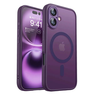 Purple phone case with Apple logo on a white background