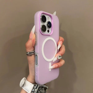 Luxury Candy Color MagSafe iPhone Case Clear Matte Magnetic Stand