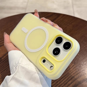 Yellow Candy color matte magnetic MagSafe iPhone case with shockproof protection for iPhone 11–17 series