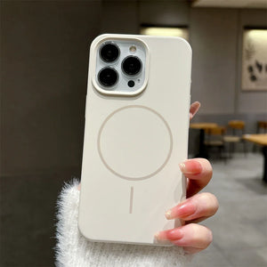 Luxury Skin Feel Magnetic Magsafe Phone Case for iPhone 12-17 Pro Max Plus Wireless Charger Cover.