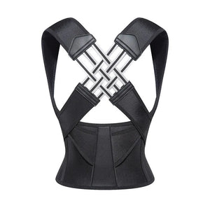 Adjustable back support strap for shoulder alignment and daily posture comfort Black waist trainer with adjustable straps on a white background