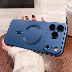 Blue Metallic Paint Magnetic MagSafe Case for iPhone 17 16 15 14 13 12 11 Pro Max Plus