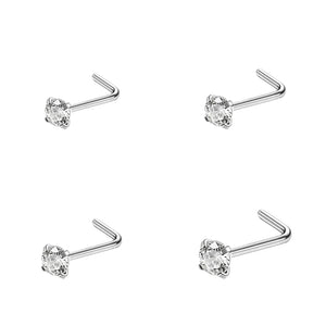 Gold & Silver Nose Stud Set – Heart Star Round L Shape Nostril Piercing 0.8x7mm