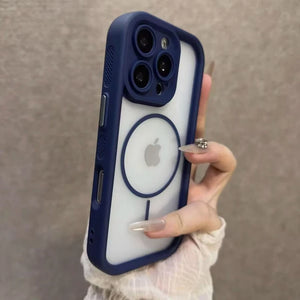 Luxury Matte Transparent MagSafe iPhone Case Magnetic Bumper Cover
