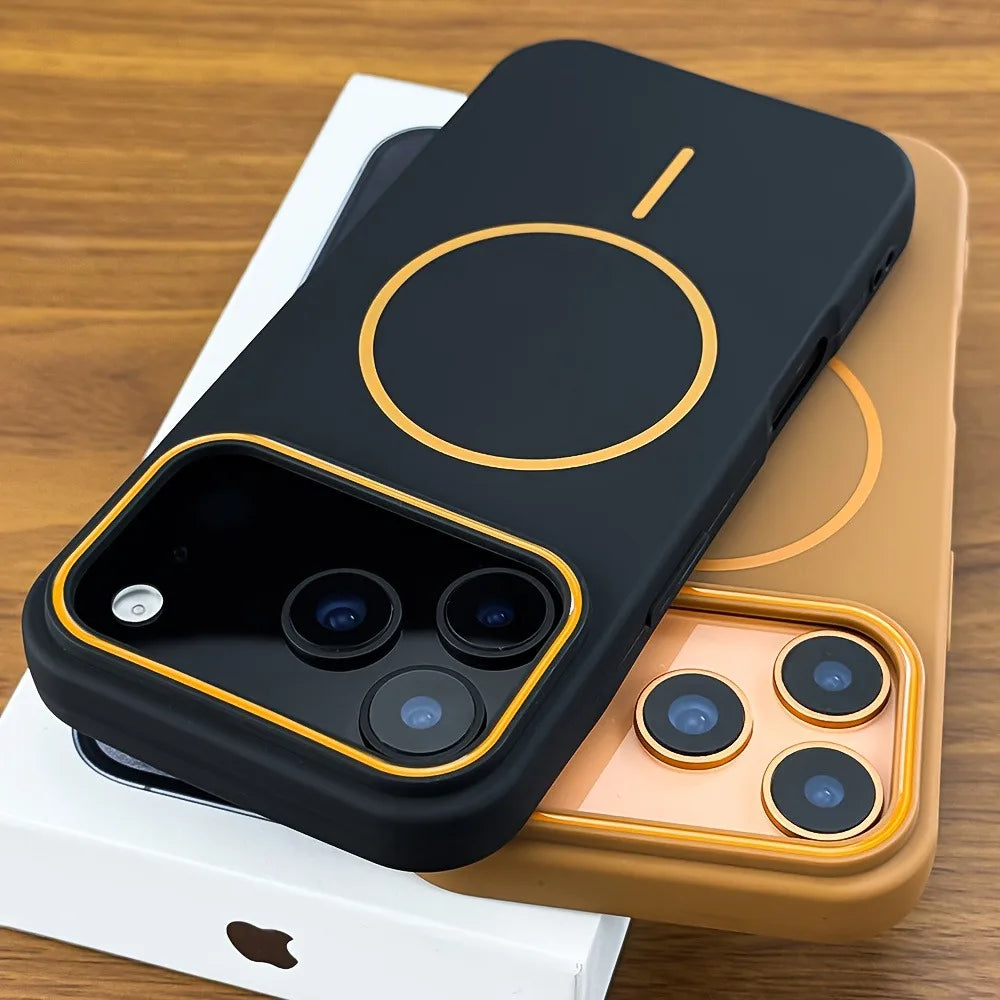 Luxury matte magnetic silicone phone case with shockproof protection for iPhone 11β17 series