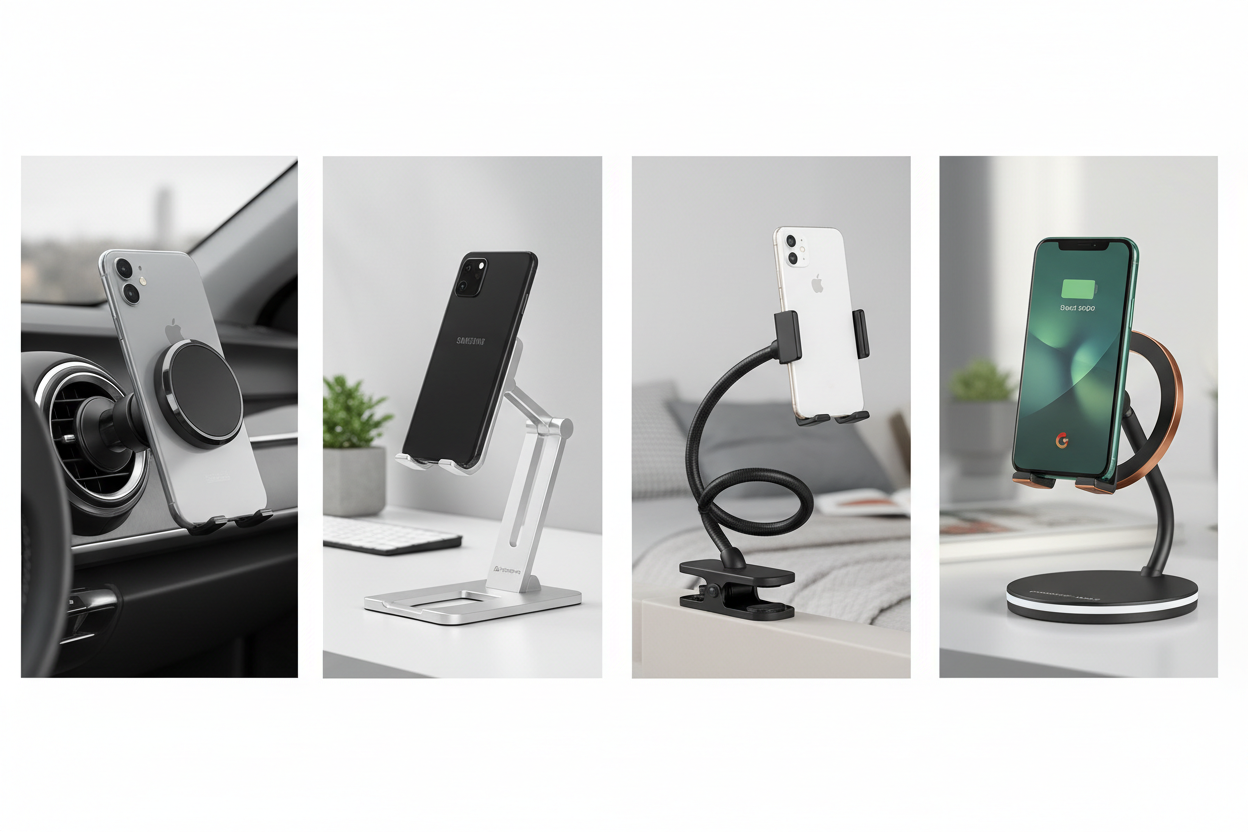 Shop phone holders & stands for iPhone, Samsung, Xiaomi & Google Pixel — car mounts, desk stands, adjustable & magnetic holders.