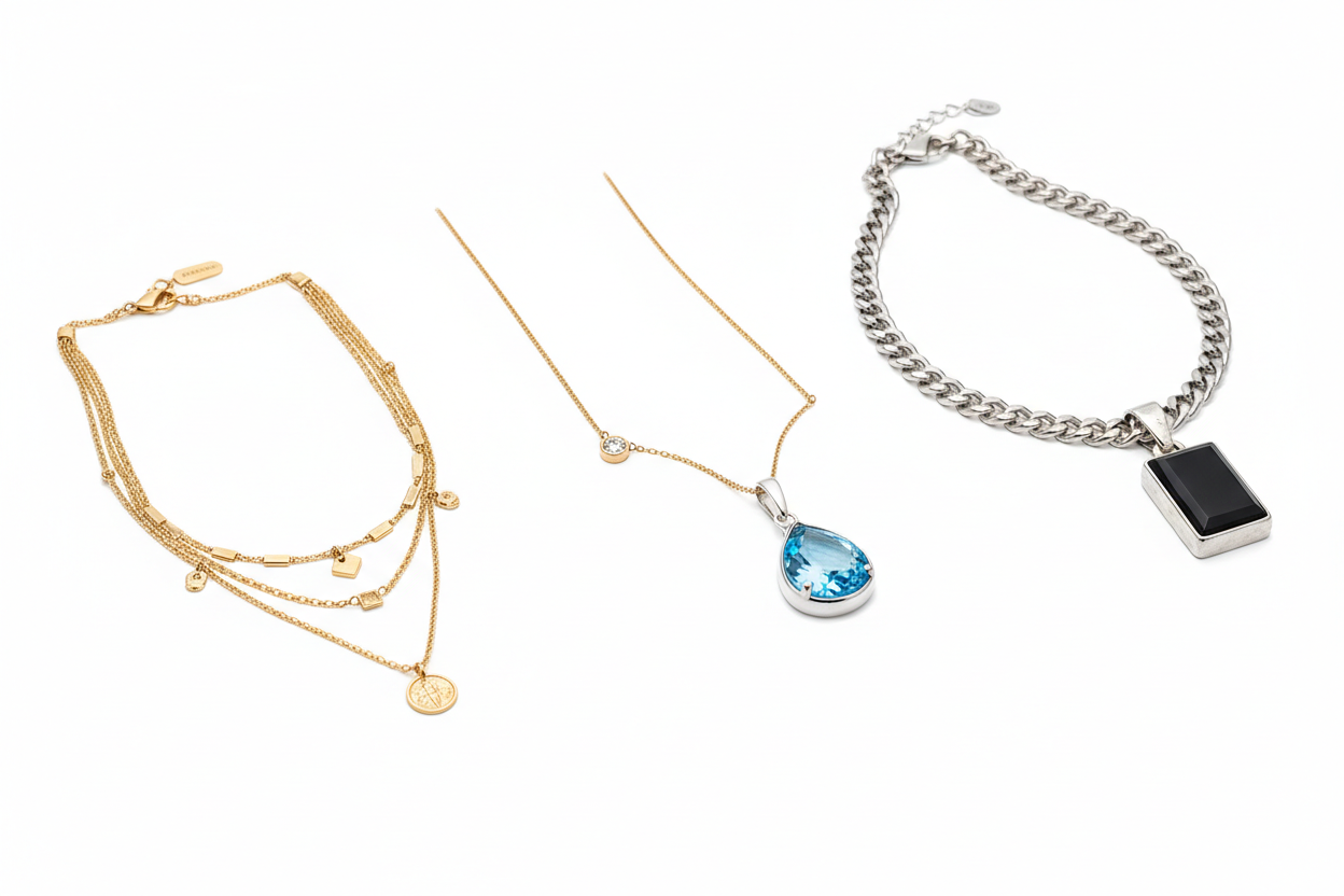 Shop trending necklaces for women and men — gold, silver, pendant, layered & choker necklaces. Stylish, affordable jewelry with fast worldwide shipping.