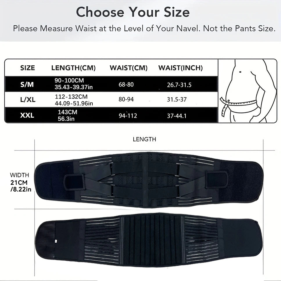 Measurement chart for waist size with corresponding belt width and length on a white background