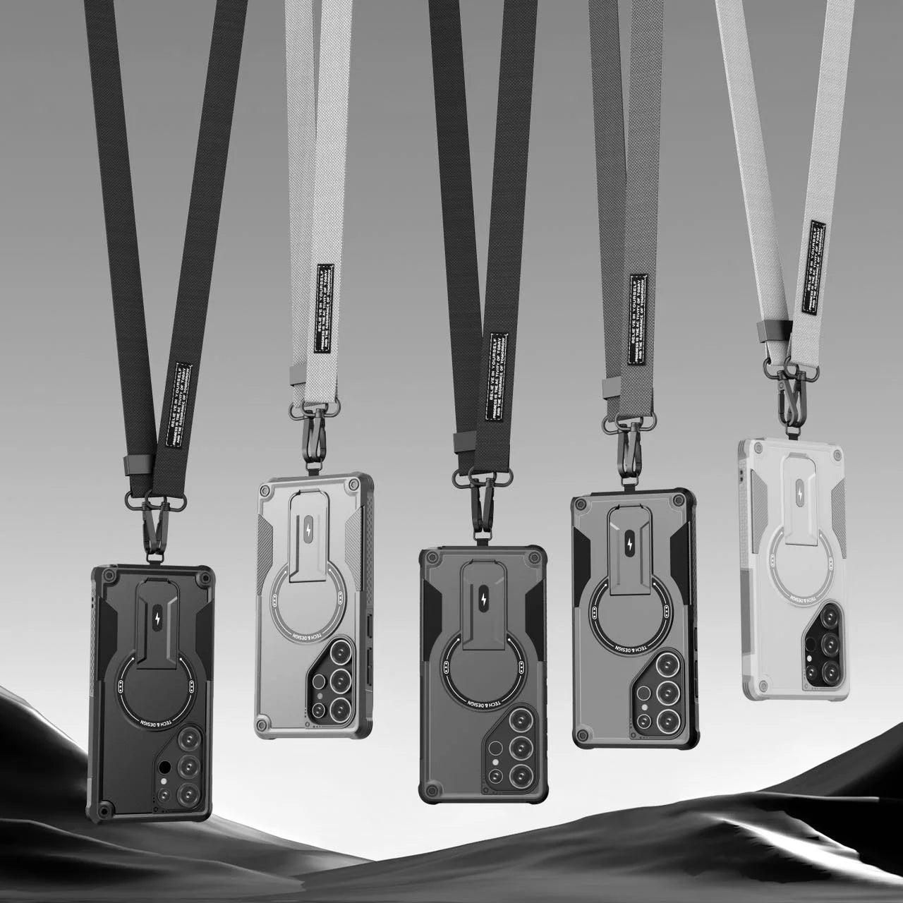 Lanyard Strap Shockproof Armor Case with Kickstand for Samsung Galaxy