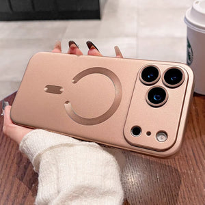Rose gold Metallic Paint Magnetic MagSafe Case for iPhone 17 16 15 14 13 12 11 Pro Max Plus