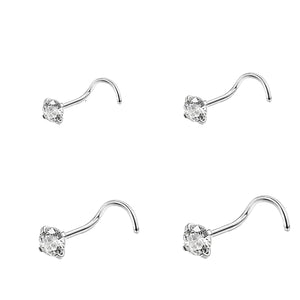 Gold & Silver Nose Stud Set – Heart Star Round L Shape Nostril Piercing 0.8x7mm