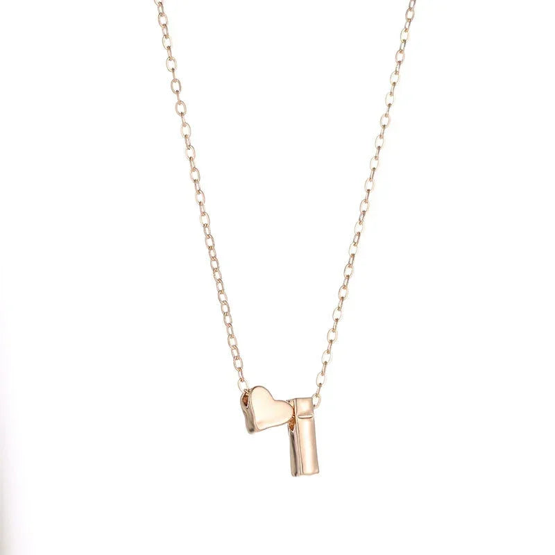Dainty tiny heart initial necklace in gold or silver for women pendant choker jewelry