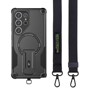 Lanyard Strap Shockproof Armor Case with Kickstand for Samsung Galaxy