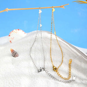 Gold plated stainless steel heart anklet bracelet for women delicate adjustable foot jewelry