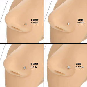 4pcs Cubic Zirconia Nose Studs 20G L-Shaped Shiny Nostril Jewelry