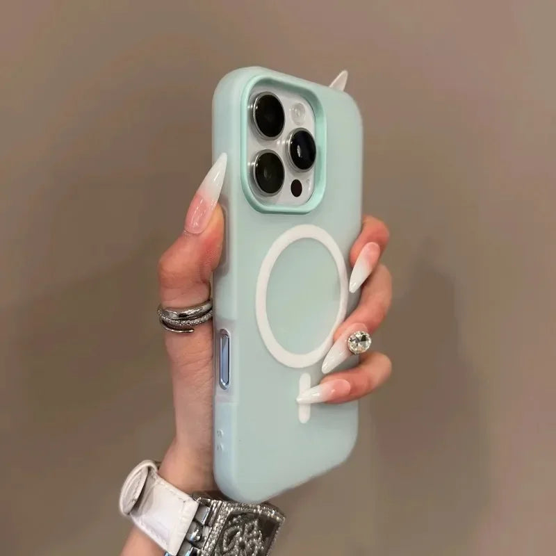 Luxury Candy Color MagSafe iPhone Case Clear Matte Magnetic Stand