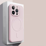 Magsafe magnetic phone case packaging with phone illustration on a light gray background