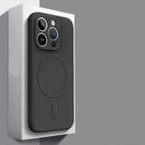 Magsafe magnetic phone case with liquid silicone material on a gray background