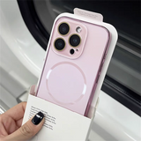 Pink Luxury Nano Frosted Magsafe Case with Lens Glass Protect for iPhone 12-17 Pro Max Magnetic Wireless Charge Cover