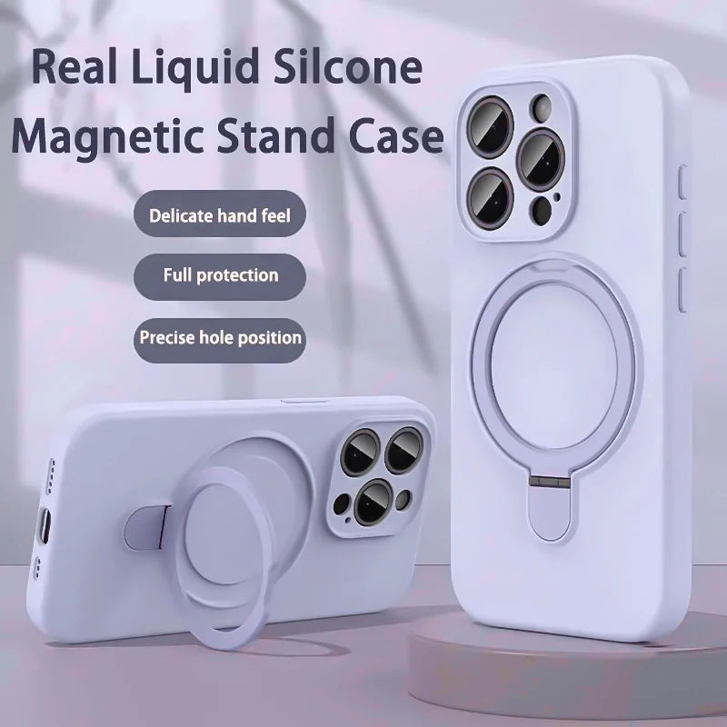 Magnetic Silicone iPhone Case with Kickstand – White, Black, Blue, Purple, Green