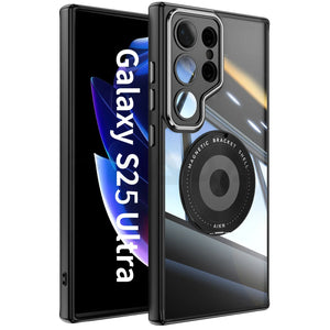 Transparent frosted magnetic Samsung Galaxy case with rotating ring stand and full shockproof coverage