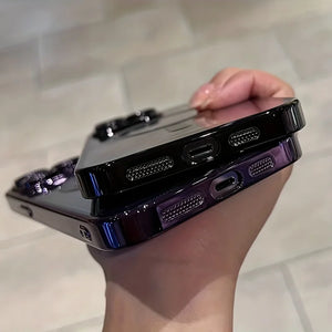 Luxury magnetic plating clear MagSafe case for iPhone 11–17 Pro Max Shockproof, lightweight, wireless charging ready.