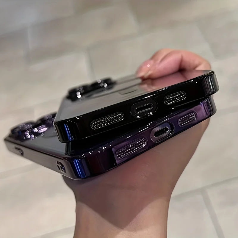 Luxury magnetic plating clear MagSafe case for iPhone 11–17 Pro Max Shockproof, lightweight, wireless charging ready.