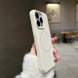Luxury Skin Feel Magnetic Magsafe Phone Case for iPhone 12-17 Pro Max Plus Wireless Charger Cover.