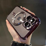 Luxury magnetic plating clear MagSafe case for iPhone 11–17 Pro Max Shockproof, lightweight, wireless charging ready.