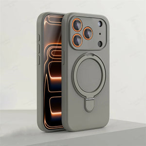 Magnetic Silicone iPhone Case with Kickstand – Gray