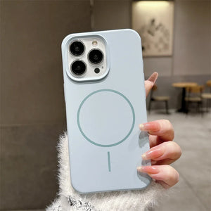 Luxury Skin Feel Magnetic Magsafe Phone Case for iPhone 12-17 Pro Max Plus Wireless Charger Cover.