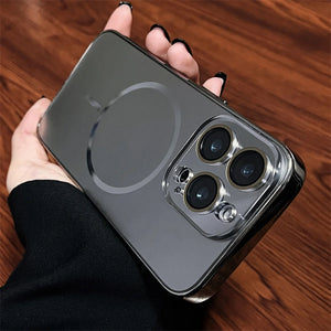 Luxury Nano Frosted Magsafe Case with Lens Glass Protect for iPhone 12-17 Pro Max Magnetic Wireless Charge Cover