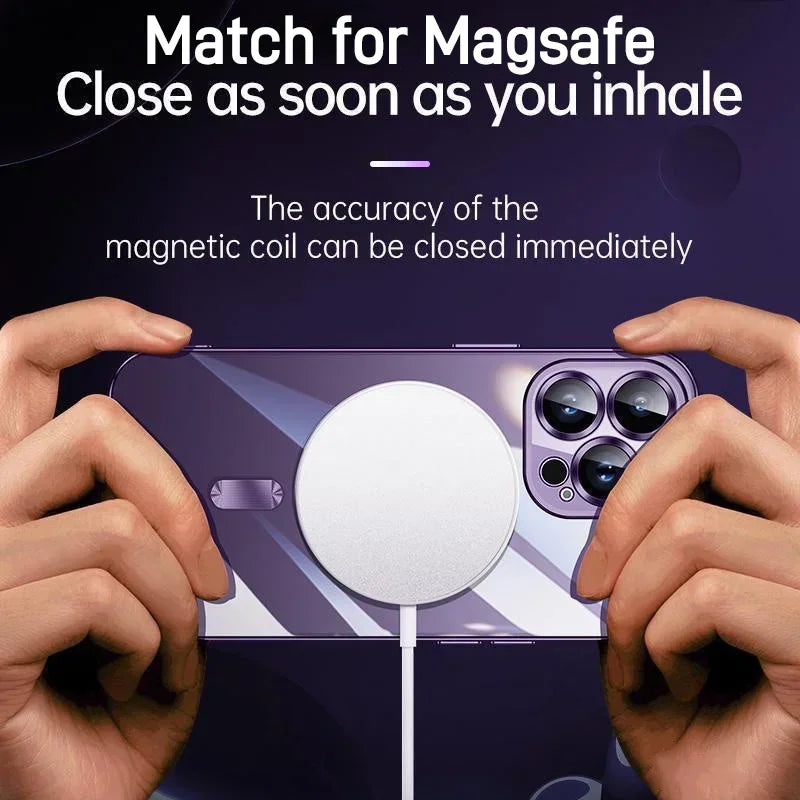 Luxury Plating Magnetic MagSafe Transparent iPhone Case with Lens Protector