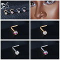 Gold & Silver Nose Stud Set – Heart Star Round L Shape Nostril Piercing 0.8x7mm